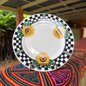 Vintage Sunny‎ Sunflower Plate Set Tabletop Unlimited (2 pcs) 7.5" & 6"